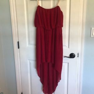 Red BCBGeneration high low pleated dress